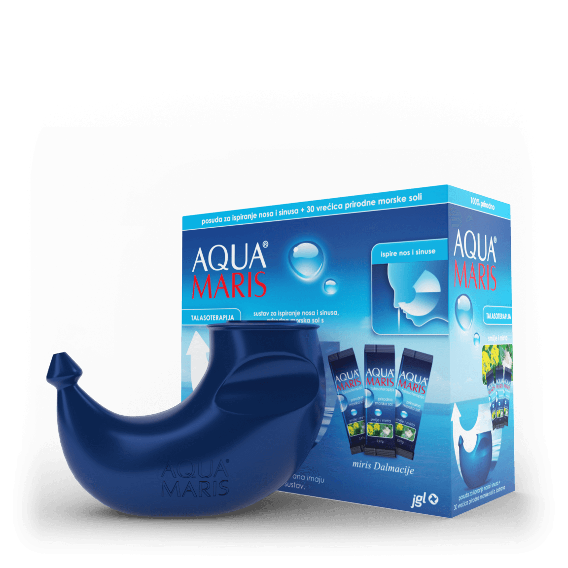 AQUA MARIS® TALASOTERAPIJA, Sistem za ispiranje nosa  i sinusa, prirodna morska sol sa eteričnim uljima
